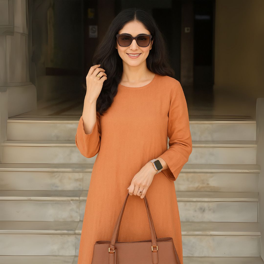 Elegant Everyday Orange Kurta Set