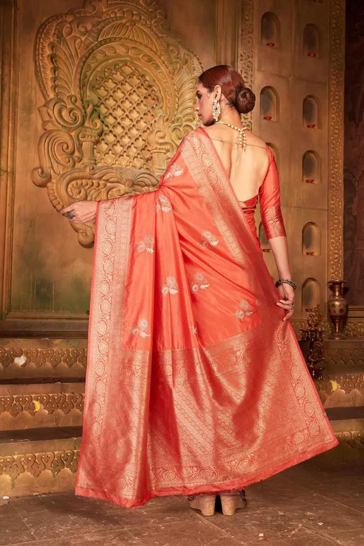 Buy Tiffany Gold Zari Work Banarasi Saree Women’s Fashion Online - We Shine India