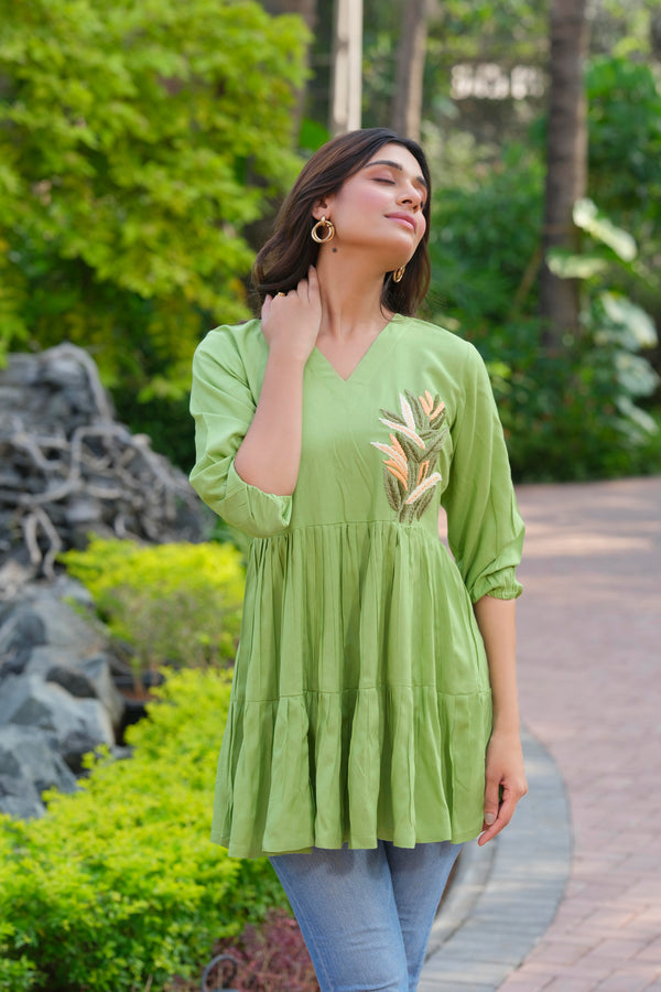 Heavy Rayon With Handwork Parrot Tunic