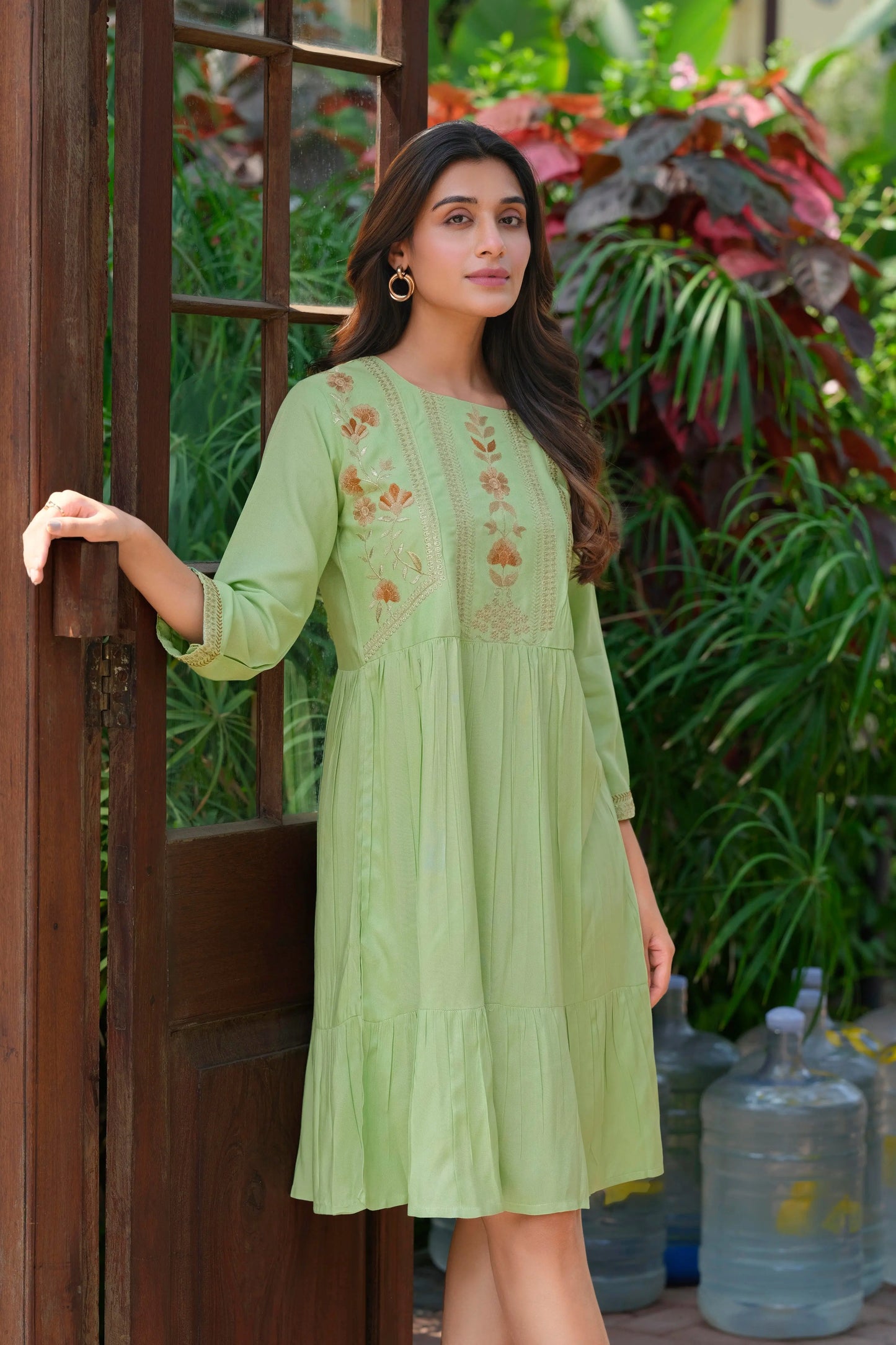 Buy Rayon Heavy Embroidery Pista Tunic Women’s Fashion Online - We Shine