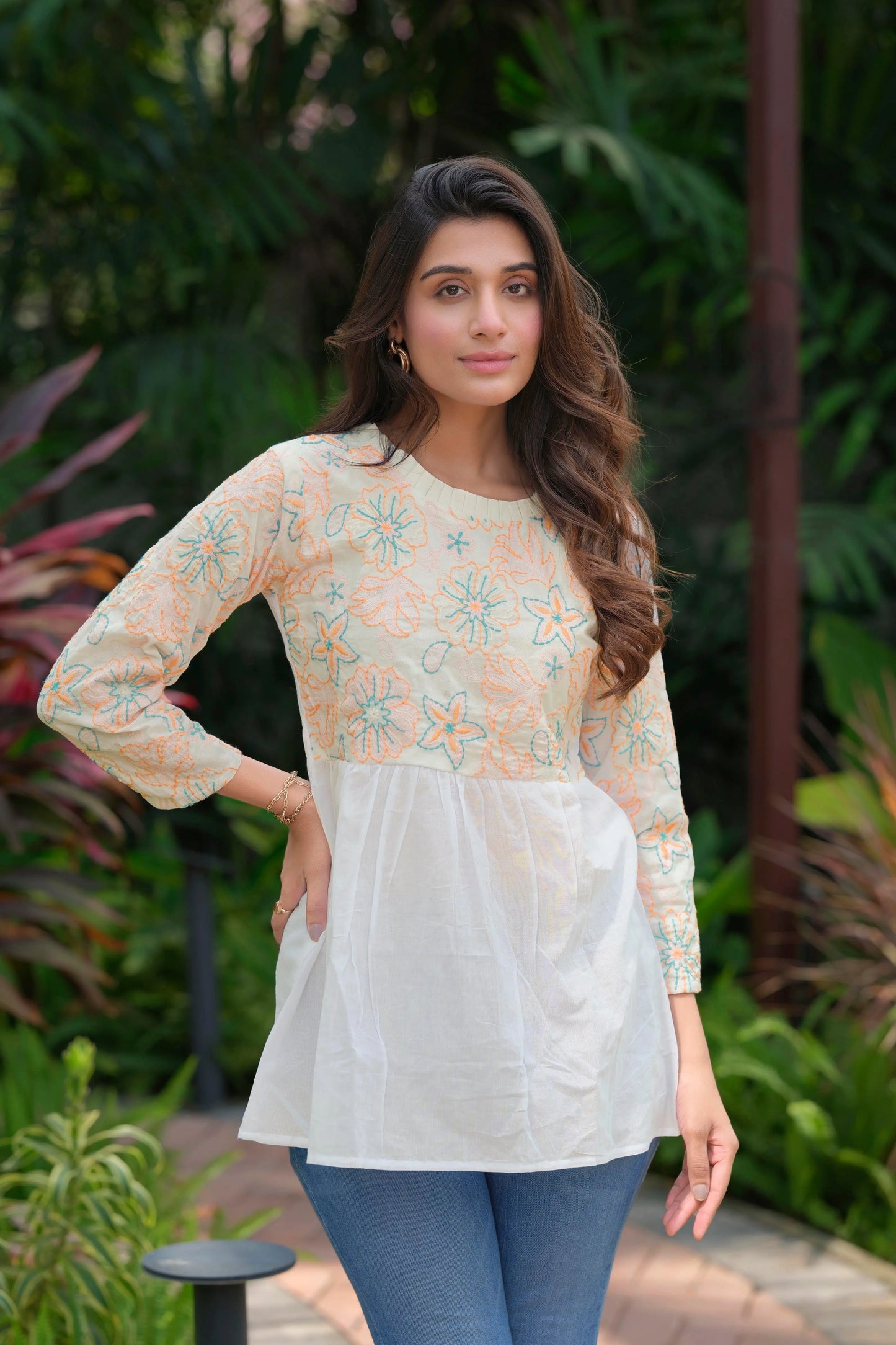 Buy Pure Cotton Heavy Embroidery White Tunic Women’s Fashion Online - We Shine