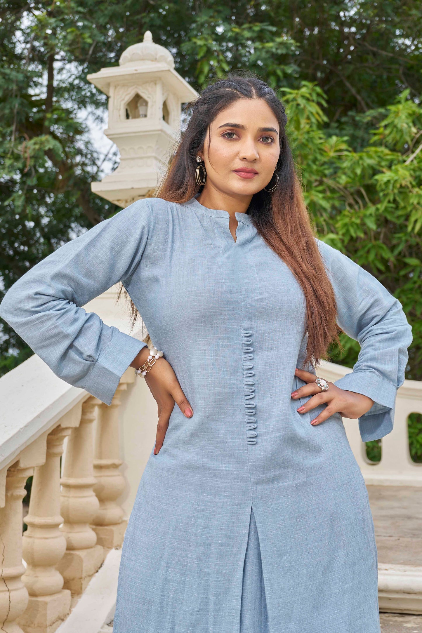 Buy Sky Pure Luxury Linen Kurti With Pant Women’s Fashion Online - We Shine