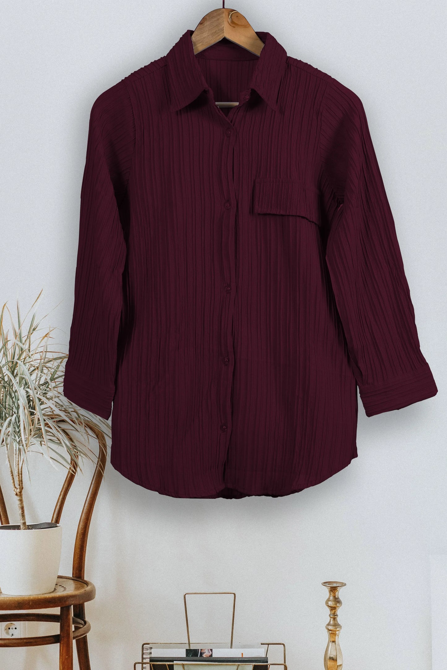 Buy Women's Button Down Collar Neck Top Women’s Fashion Online - We Shine India