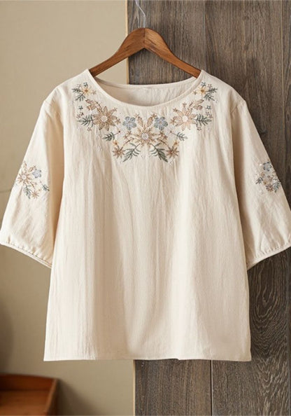 Floral Embroidered Flared Tunic Top for Women | Elegant Casual Wear