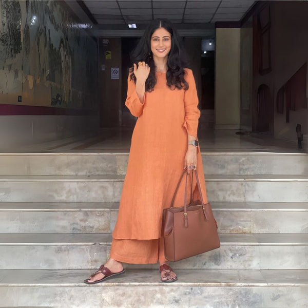 Elegant Everyday Orange Kurta Set