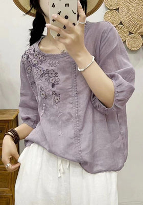Elegant Floral Embroidered Tunic Top for Women | Soft Casual Wear