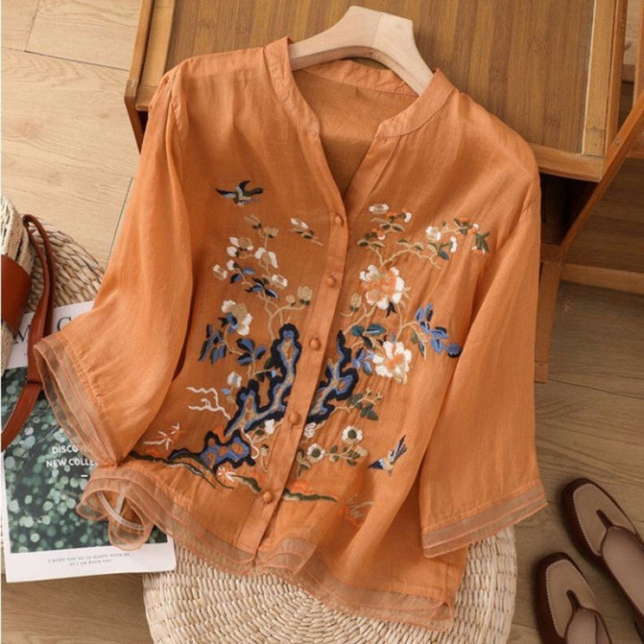 Pure Organic Slub Cotton With Beautiful Embroidery Shirt