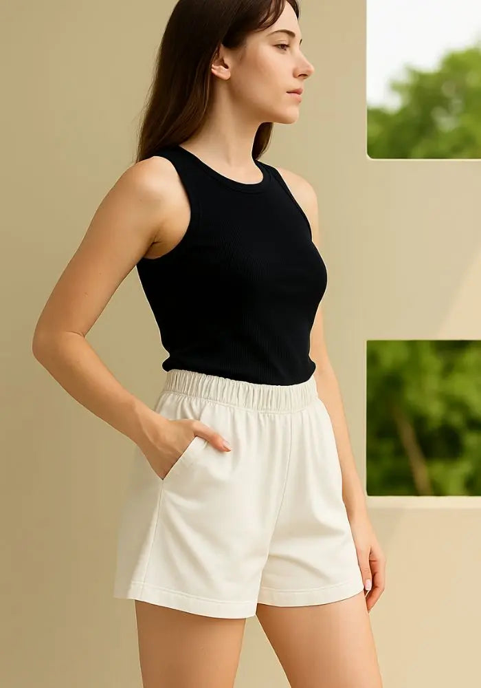 Buy Women's Premium Handwoven White Cotton Shorts  Women’s Fashion Online - We Shine