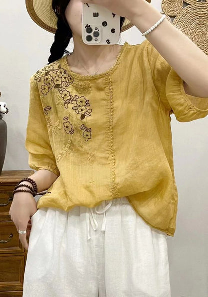Elegant Floral Embroidered Tunic Top for Women | Soft Casual Wear