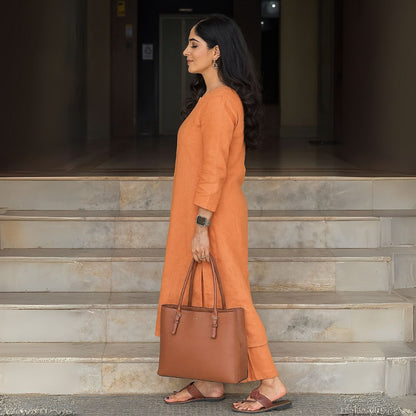Elegant Everyday Orange Kurta Set