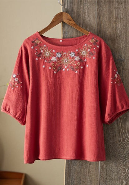 Floral Embroidered Flared Tunic Top for Women | Elegant Casual Wear