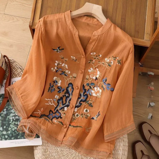 Designer Cotton Embroidered Orange Tunic – Buy Designer Tunics Online at WeShine