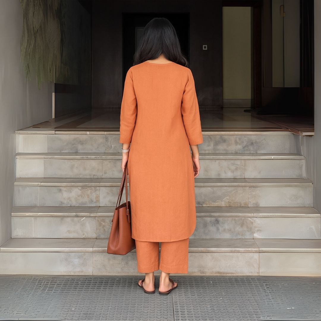 Elegant Everyday Orange Kurta Set