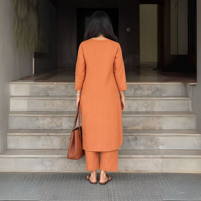 Elegant Everyday Orange Kurta Set