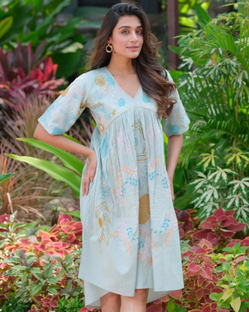 Buy Pure Cotton Heavy Embroidery Dress For Women Women’s Fashion Online - We Shine India