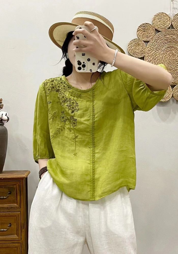 Elegant Floral Embroidered Tunic Top for Women | Soft Casual Wear