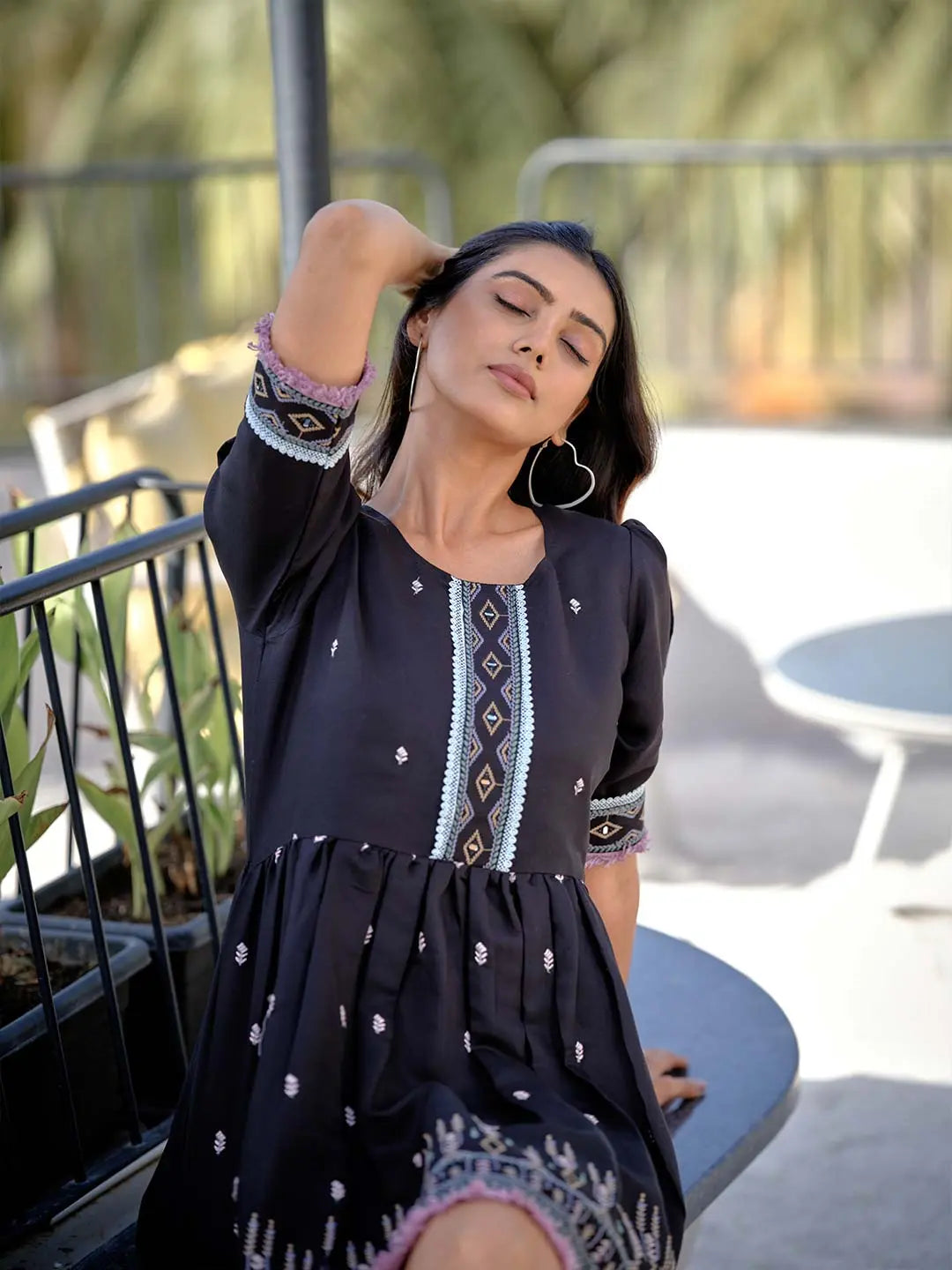 Buy Fit And Flare Black Heavy Rayon Tunic Women’s Fashion Online - We Shine India