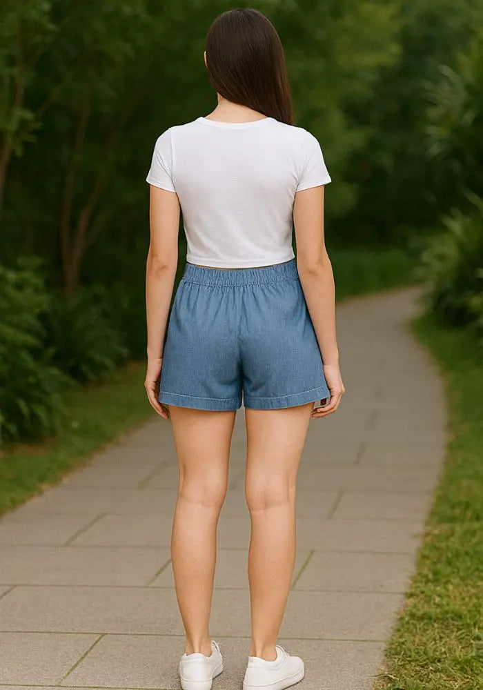 Buy Women's Premium Handwoven Blue Cotton Shorts  Women’s Fashion Online - We Shine