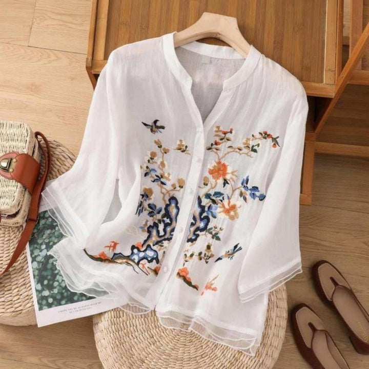 Pure Organic Slub Cotton With Beautiful Embroidery Shirt