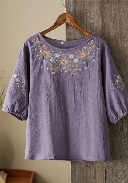 Floral Embroidered Flared Tunic Top for Women | Elegant Casual Wear