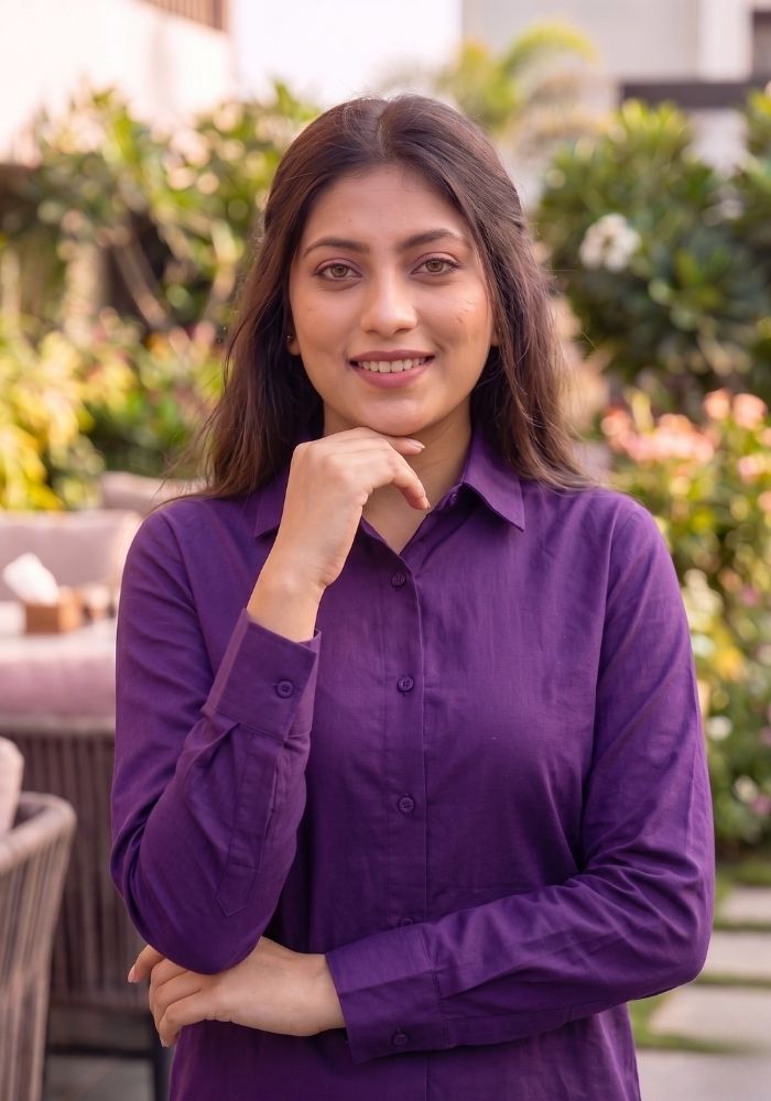 Women’s Cotton Shirt &amp; Flared Pant Purple Co-Ord Set