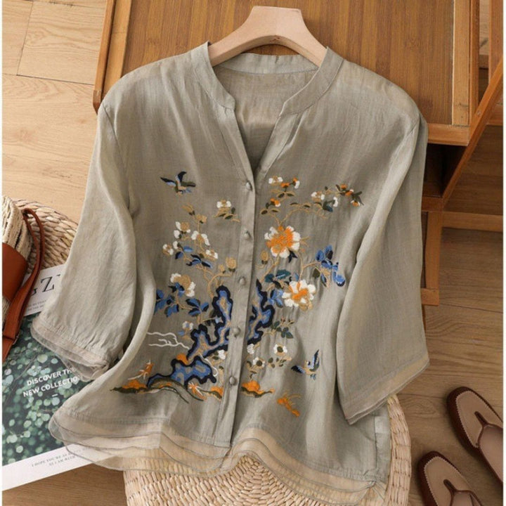 Pure Organic Slub Cotton With Beautiful Embroidery Shirt