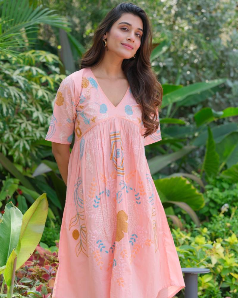 Pure Cotton Heavy Embroidery Dress For Women