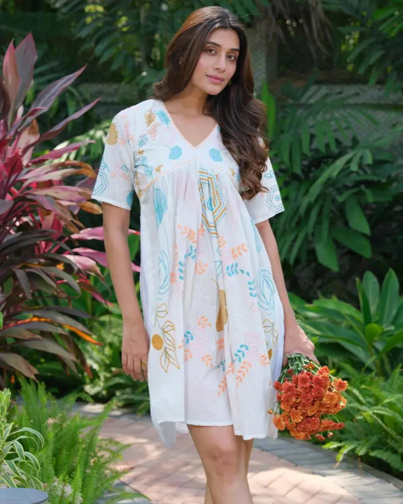 Buy Pure Cotton Heavy Embroidery Dress For Women Women’s Fashion Online - We Shine India