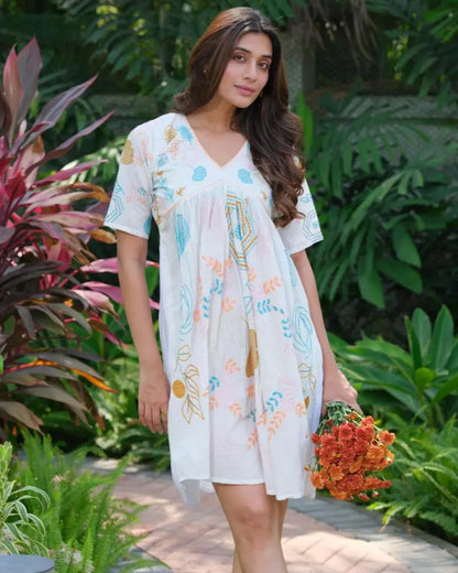 Buy Pure Cotton Heavy Embroidery Dress For Women Women’s Fashion Online - We Shine India