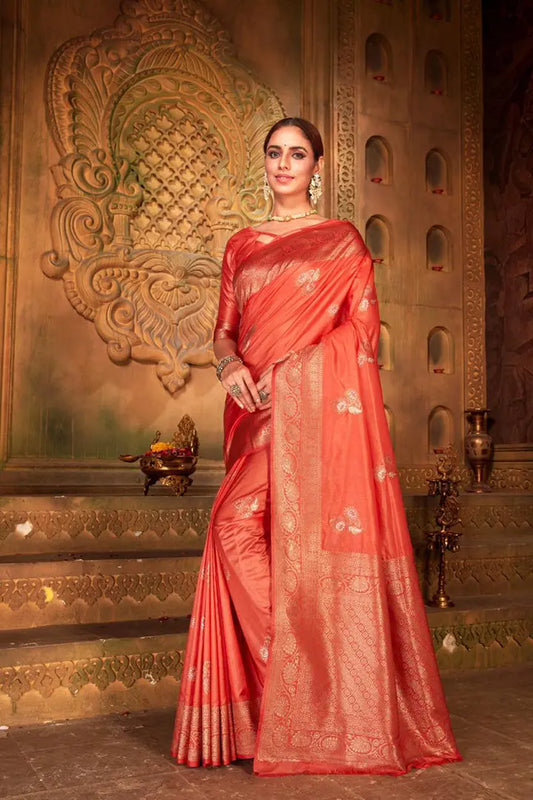 Buy Tiffany Gold Zari Work Banarasi Saree Women’s Fashion Online - We Shine India
