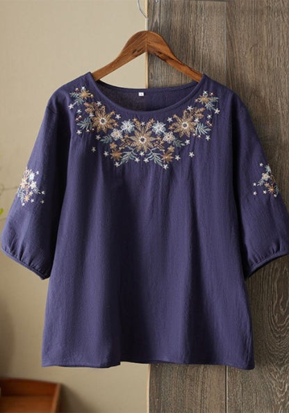 Floral Embroidered Flared Tunic Top for Women | Elegant Casual Wear