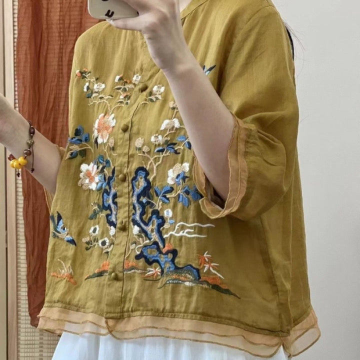Pure Organic Slub Cotton With Beautiful Embroidery Shirt