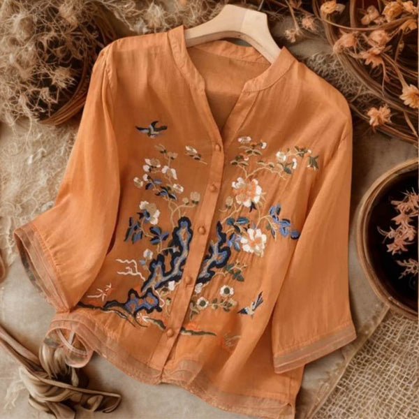 Trendy Embroidered Cotton Top Tunic