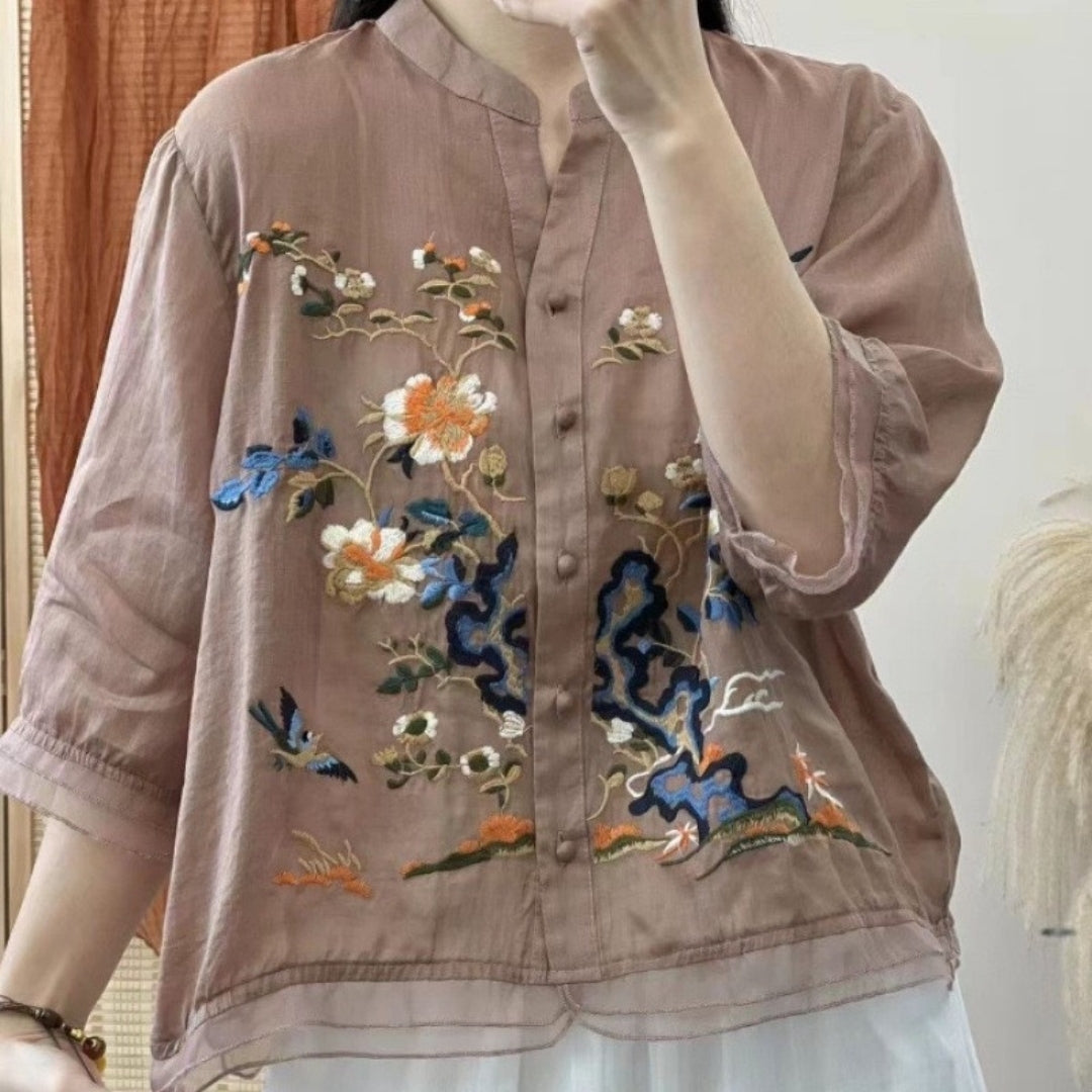 Pure Organic Slub Cotton With Beautiful Embroidery Shirt