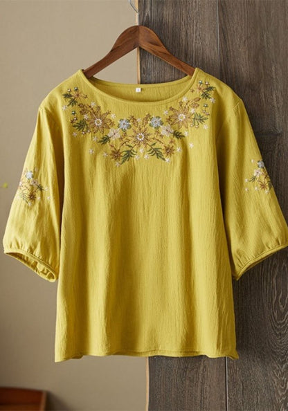 Floral Embroidered Flared Tunic Top for Women | Elegant Casual Wear