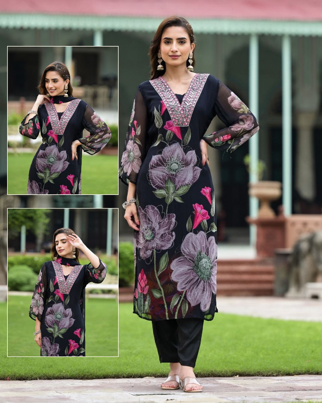 Women Floral Printed Kurta Set with Dupatta | Elegant Ethnic Wear