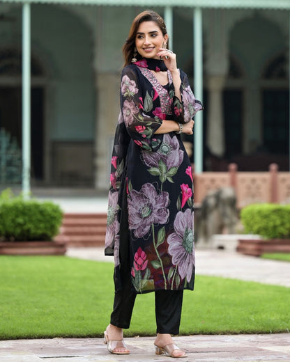 Women Floral Printed Kurta Set with Dupatta | Elegant Ethnic Wear
