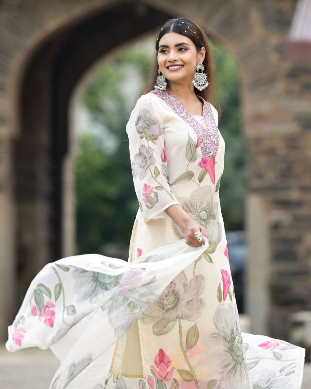 Women Floral Printed Kurta Set with Dupatta | Elegant Ethnic Wear