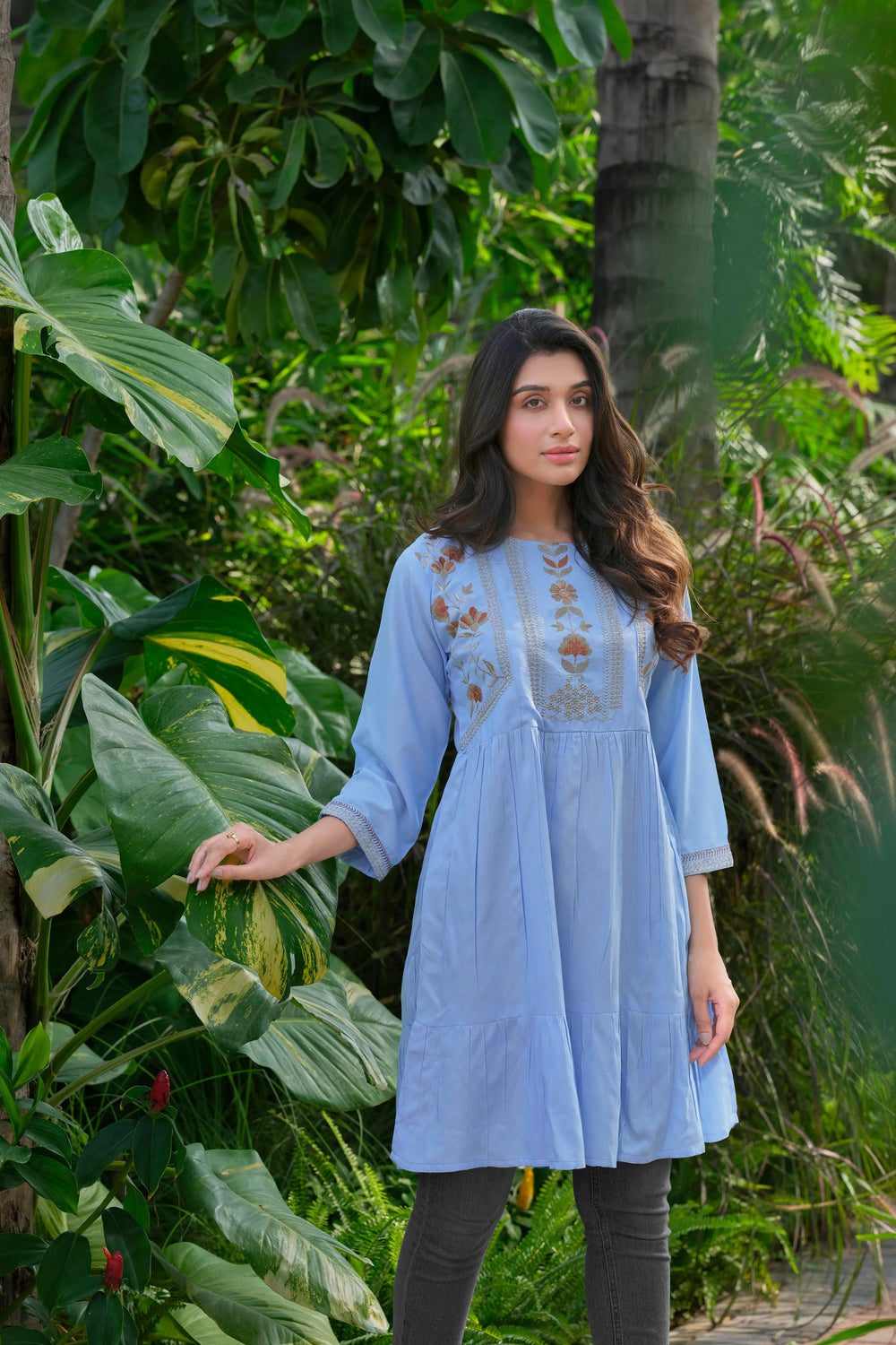 Buy Rayon Heavy Embroidery Sky Tunic  Women’s Fashion Online - We Shine