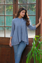 Buy Heavy Rayon Solid Sky Long Sleeve Tunic  Women’s Fashion Online - We Shine