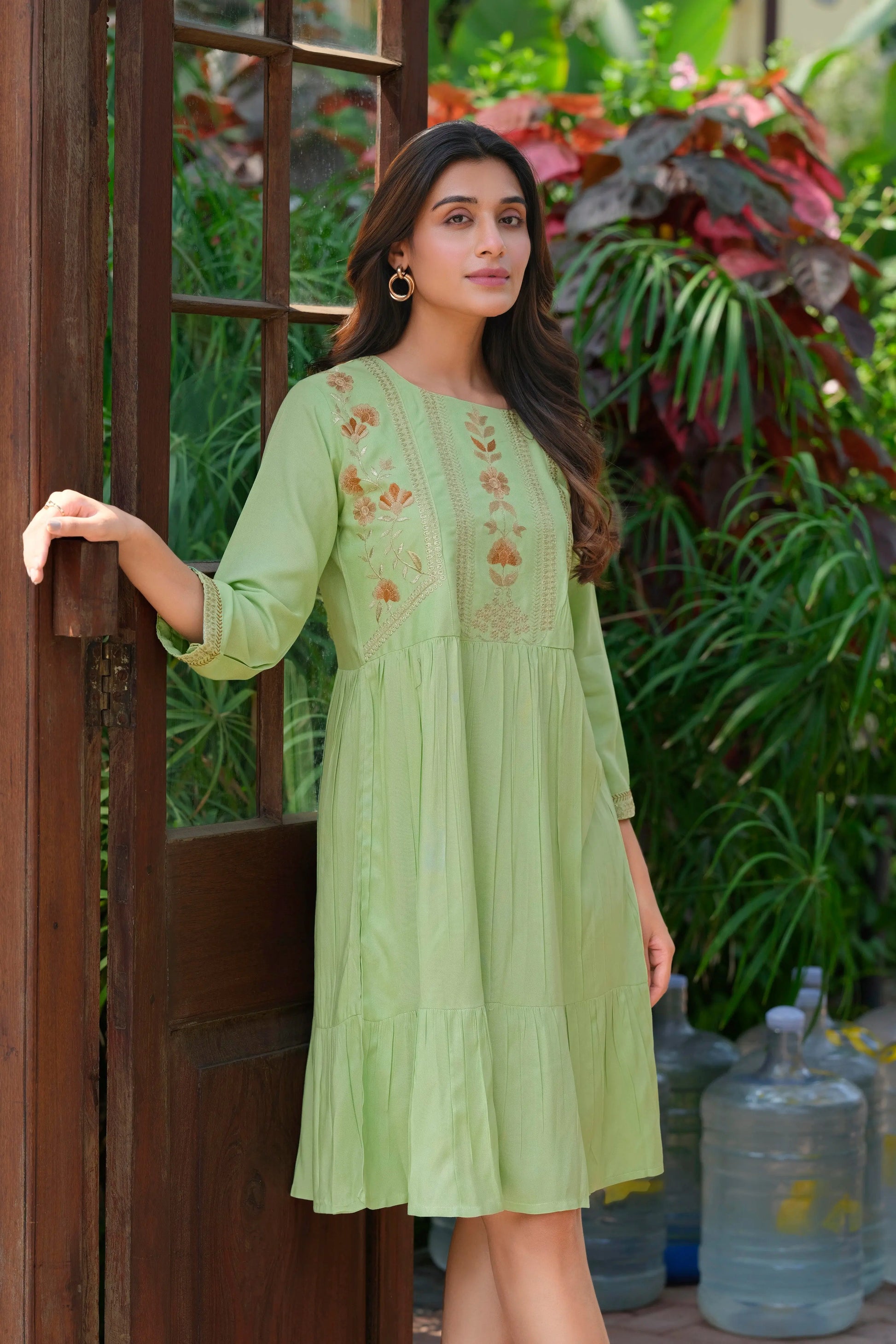 Buy Rayon Heavy Embroidery Pista Tunic  Women’s Fashion Online - We Shine
