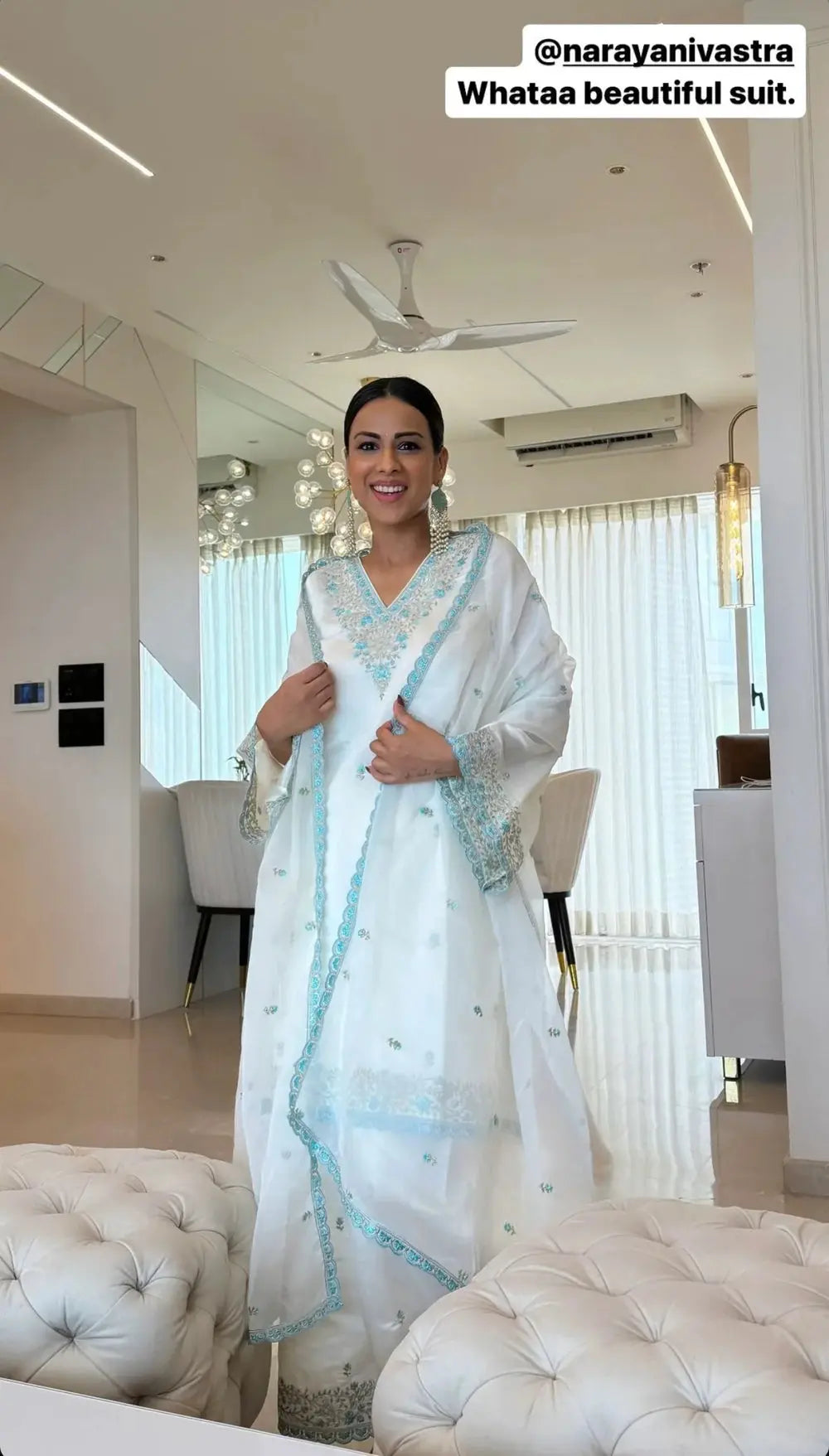 Buy Ivory White Chanderi Embroidered Suit Set  Women’s Fashion Online - We Shine