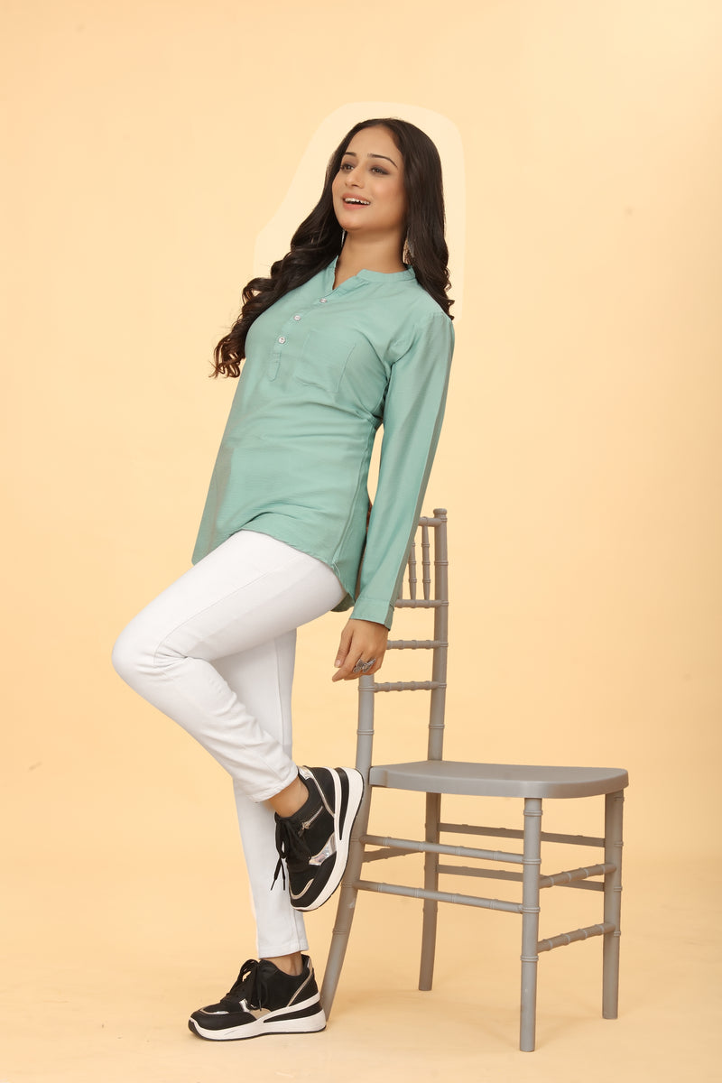 Casual Wear Stylish Green Tunic