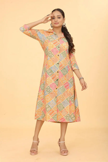 Buy We Shine Trendy Orange A-line Dress For Women Women’s Fashion Online - We Shine India
