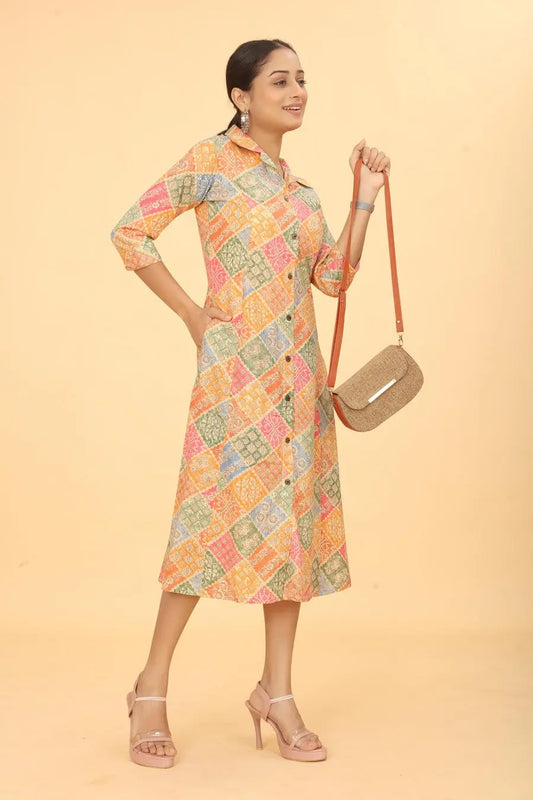 Buy We Shine Trendy Orange A-line Dress For Women Women’s Fashion Online - We Shine India