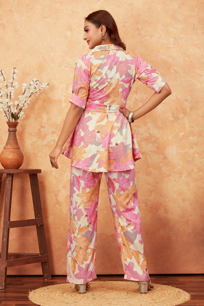 Buy Pink Petal Paradise Co-ord Set Women’s Fashion Online - WE SHINE India