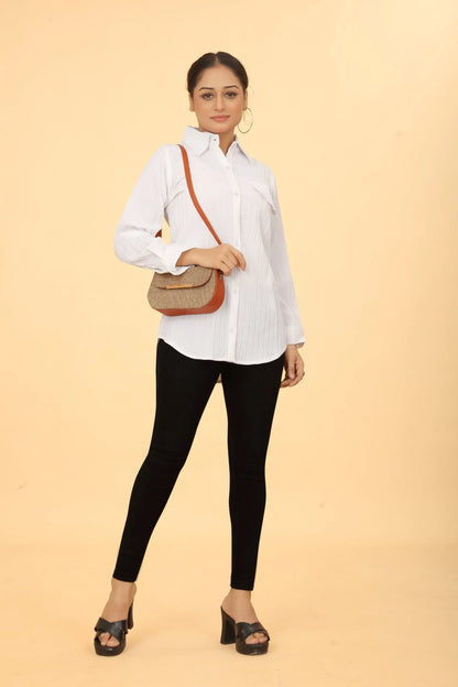 Buy Women's Button Down Collar Neck Top Women’s Fashion Online - We Shine India