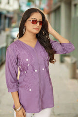 Buy EMBROIDERY STYLIISH NECK TOP Women’s Fashion Online - WE SHINE India
