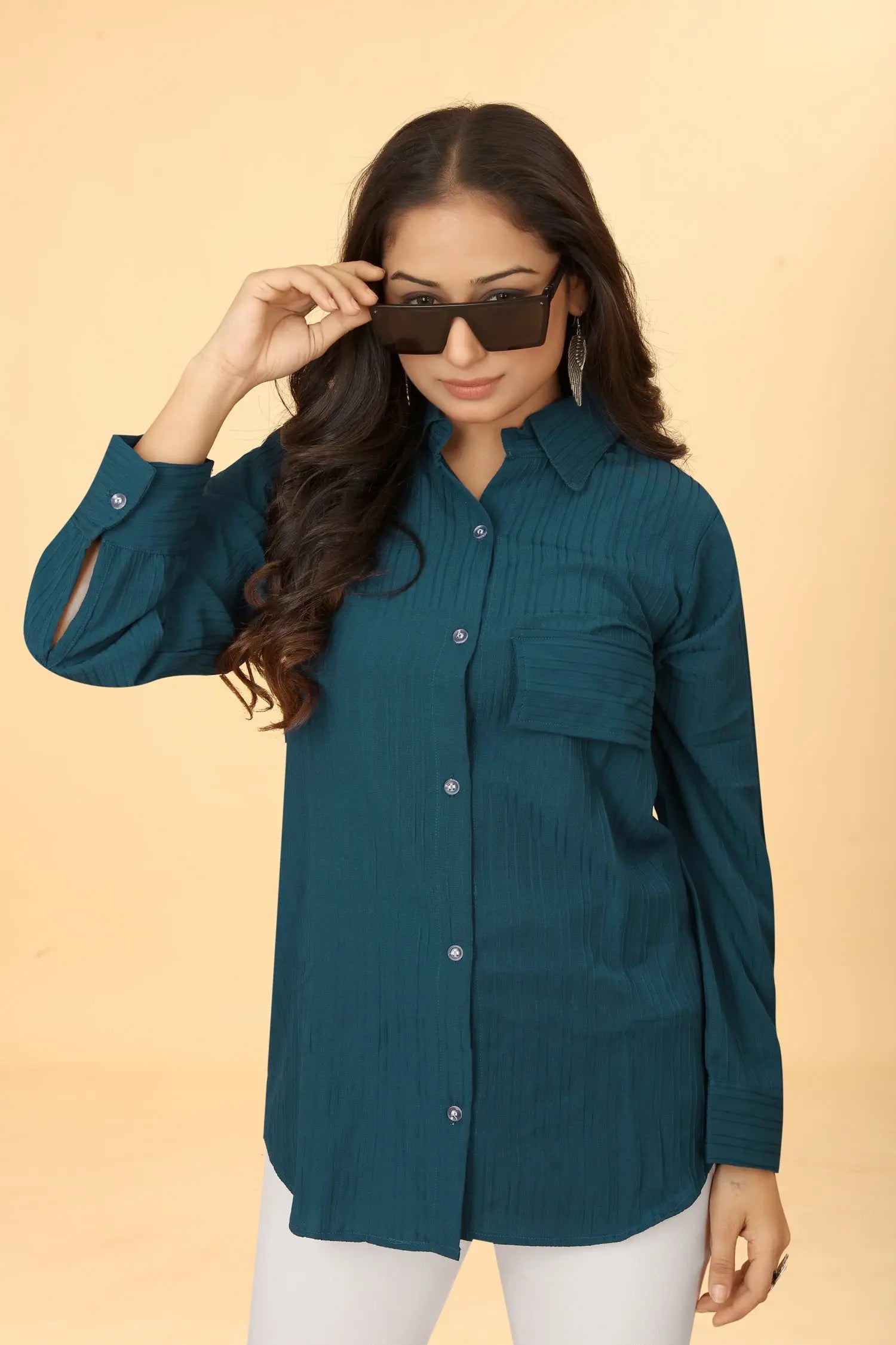Buy Women's Button Down Collar Neck Top Women’s Fashion Online - We Shine India
