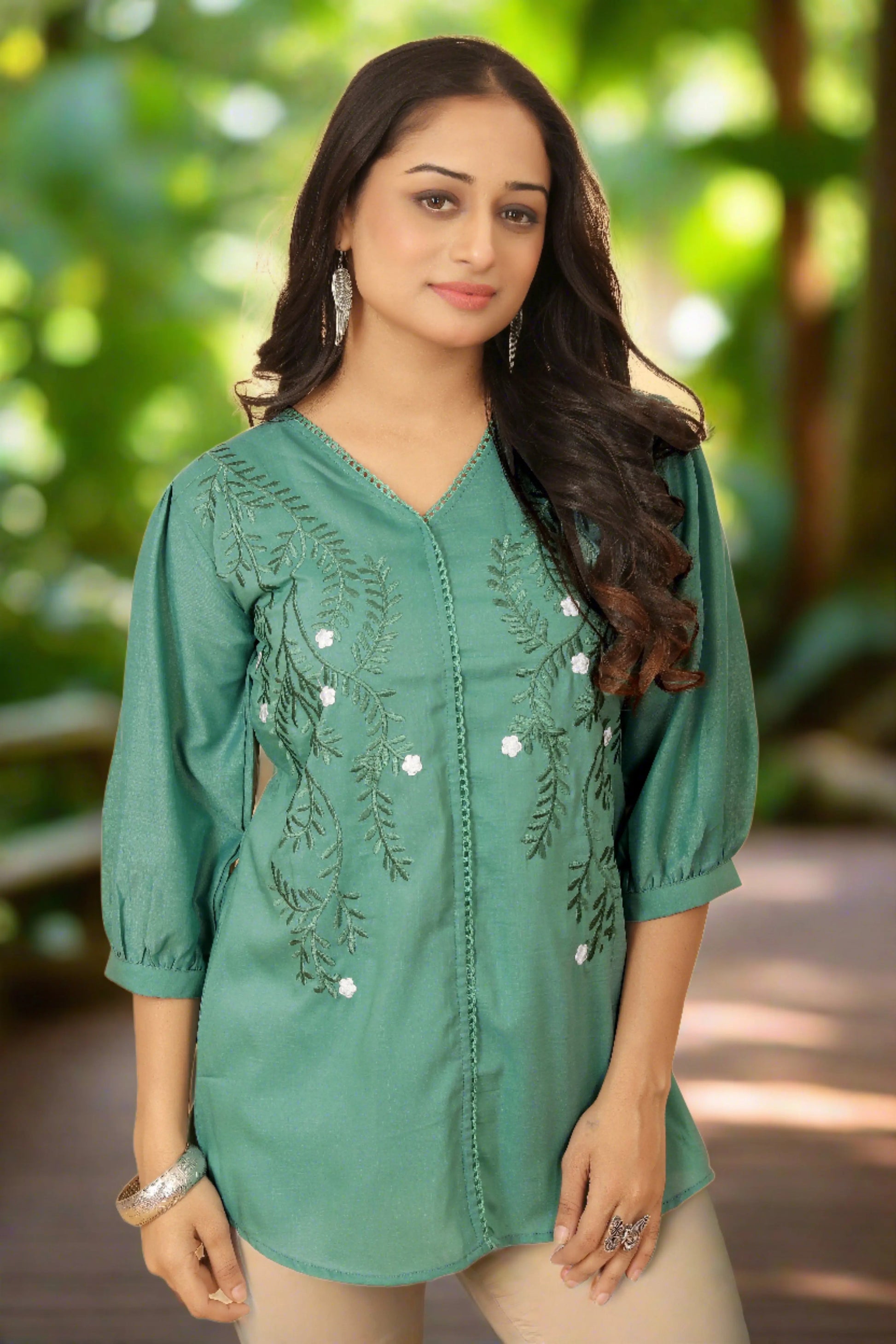 Buy EMBROIDERY STYLIISH NECK TOP Women’s Fashion Online - WE SHINE India